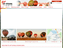 Tablet Screenshot of hotairballooning-india.com